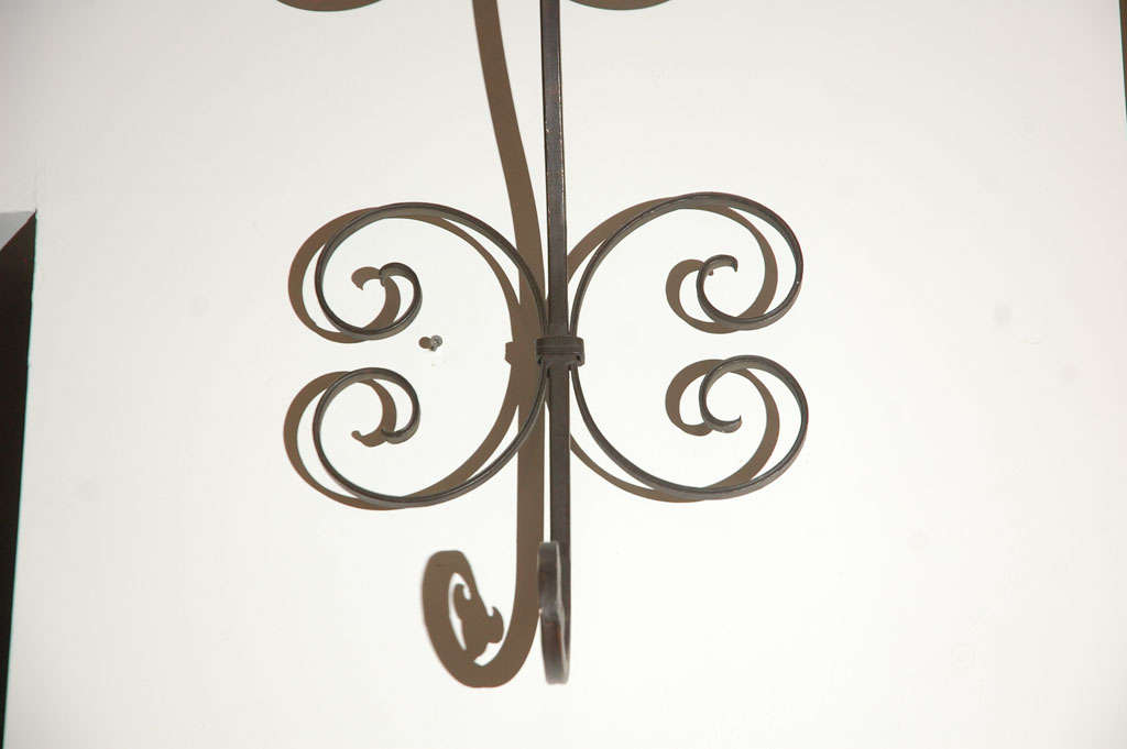 Set of Three Large Spanish Wrought Iron Wall Sconces with Three Lights In Good Condition In North Hollywood, CA