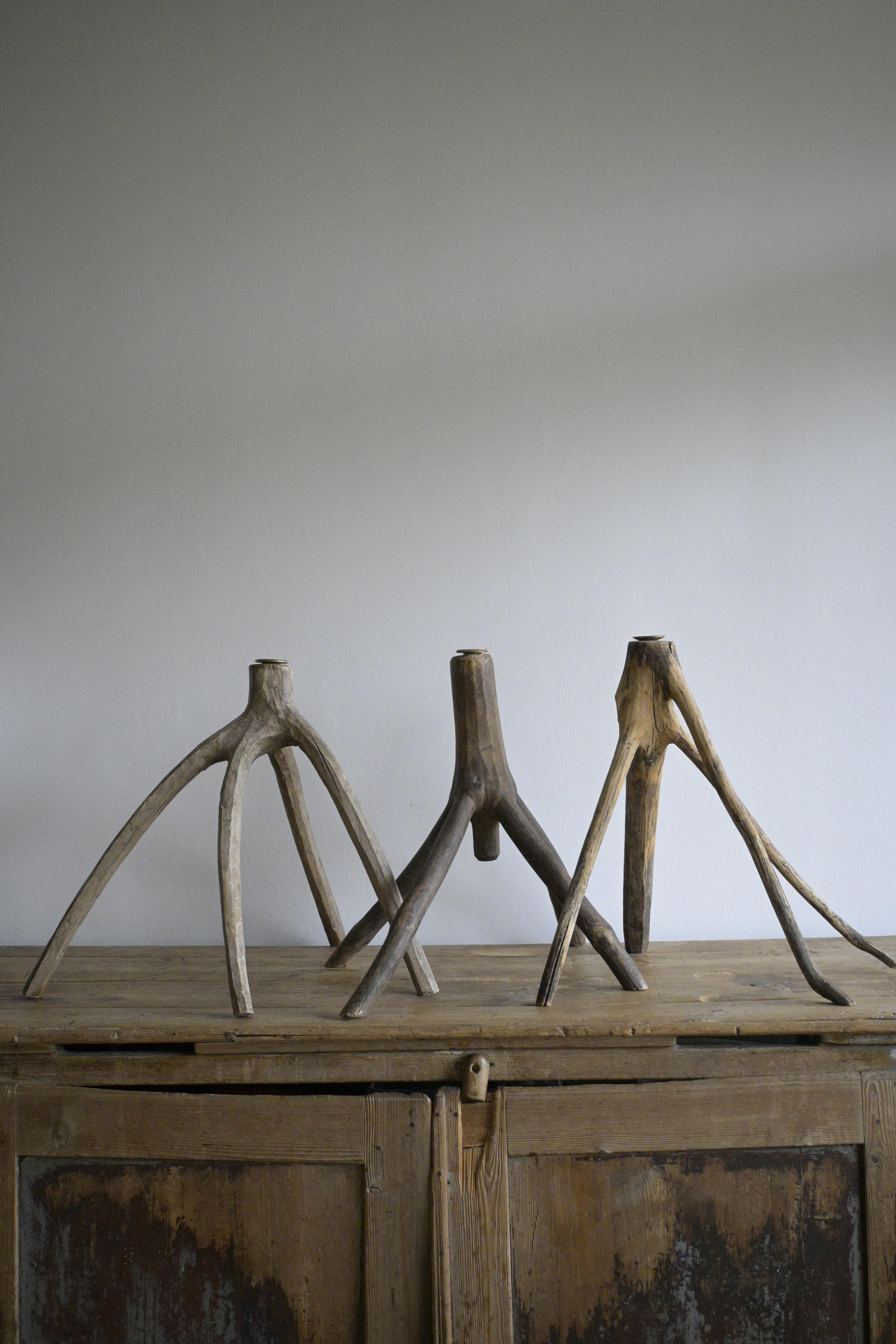 Set of Three Large Swedish Candlesticks early 19th century For Sale 1