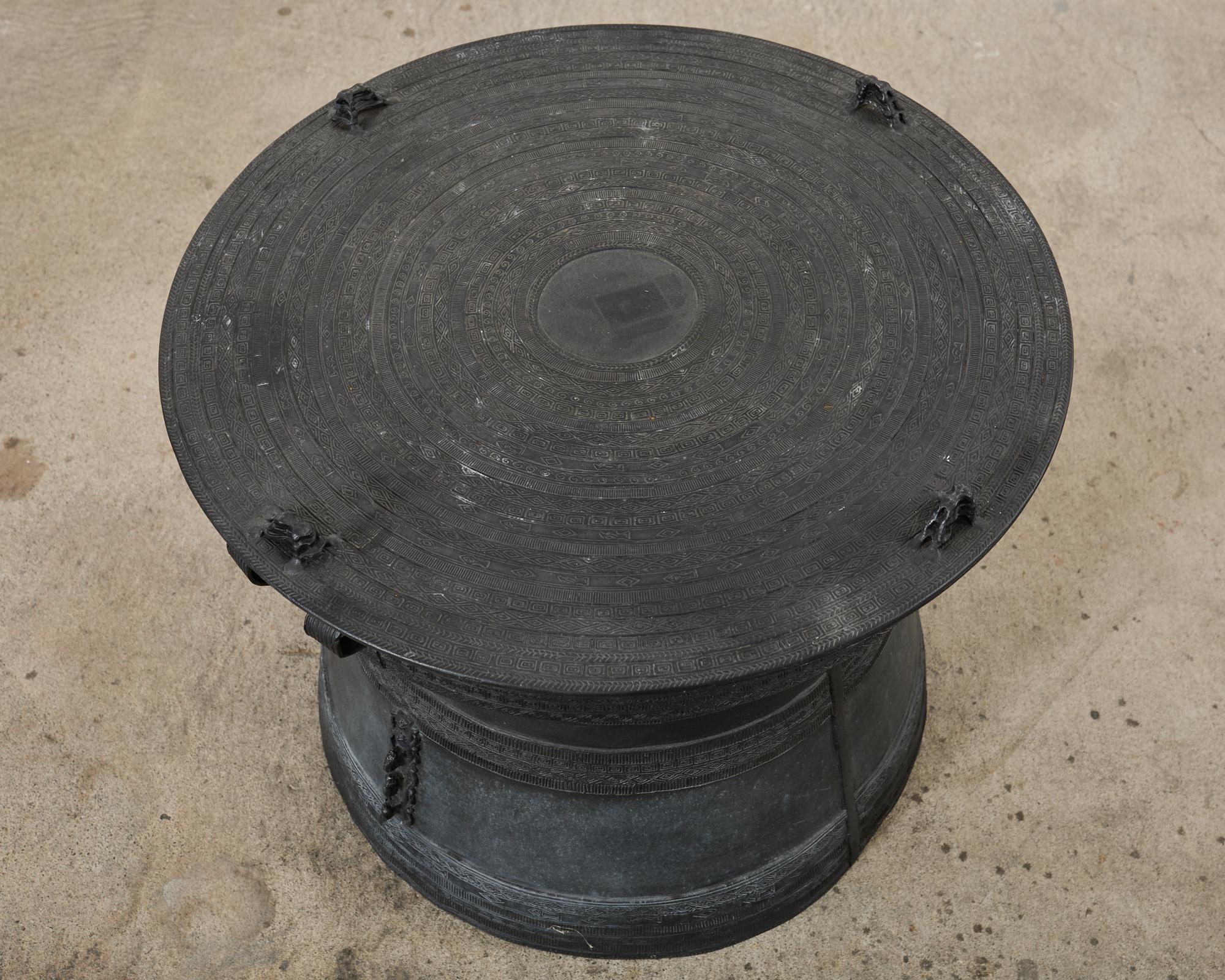 Set of Three Large Thai Metal Rain Drum Drink Tables 6