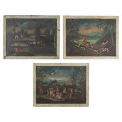 Set of Three Late 18th Century Dutch Oil on Canvas of Rural Scenes