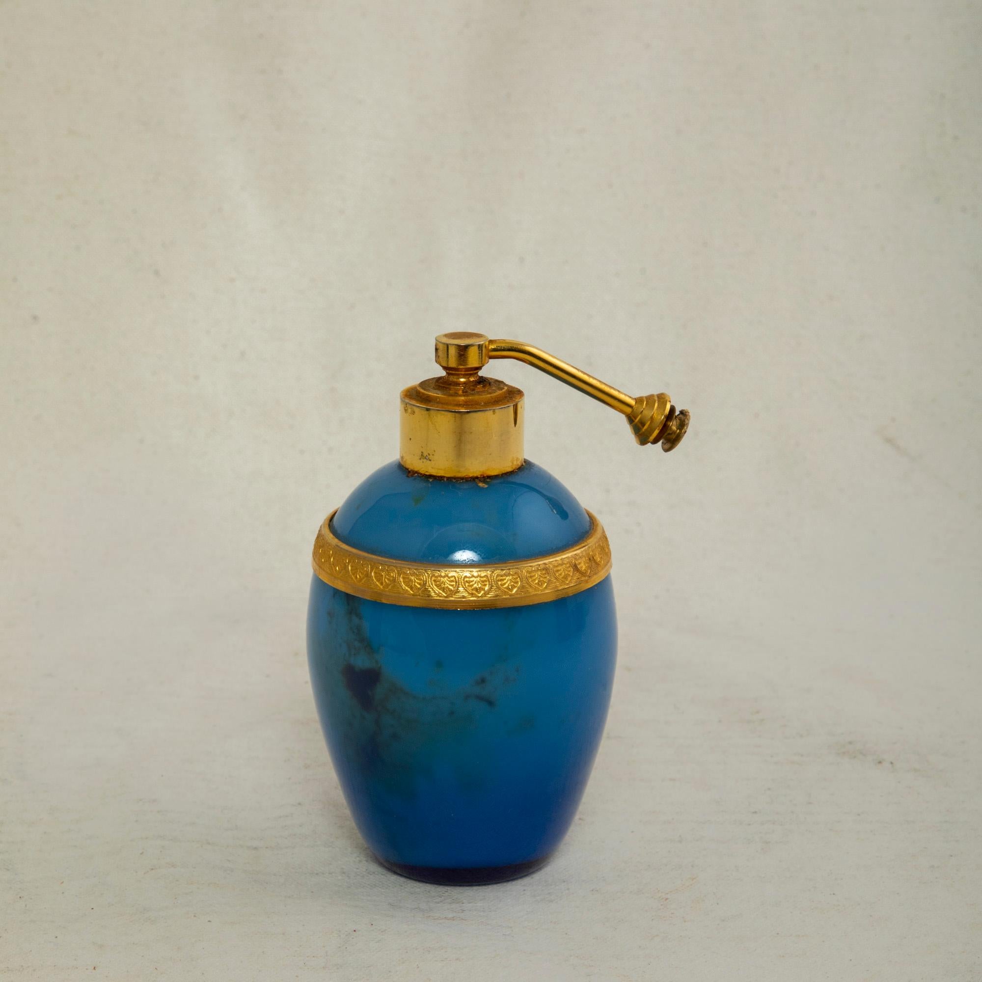 Set of Three Late 19th Century French Blue Opaline Vanity Bottles, Gilt Bronze 8