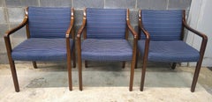 Set of Three Late 20th Century Gunlocke Oak and Upholstered Armchairs