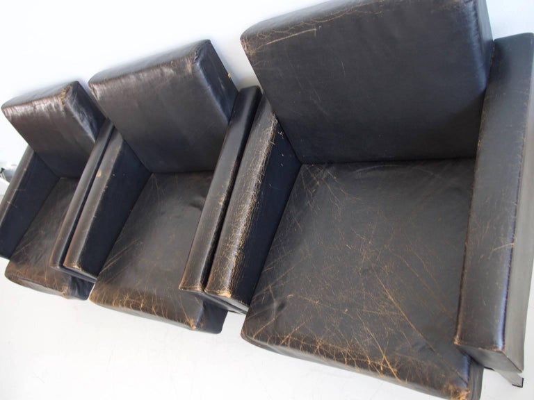 20th Century Set of Three Leather Armchairs by Friedrich Wilhelm Moller for COR For Sale