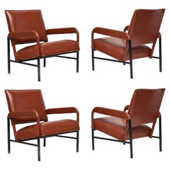 Set of Three Leather Armchairs, France, C. 1955