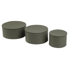 Set di tre scatole in pelle rigenerata con coperchio CLAUDIA
