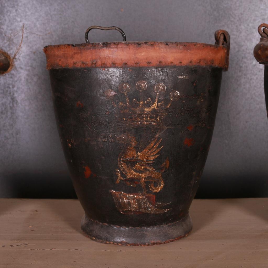 George III Set of Three Leather Fire Buckets