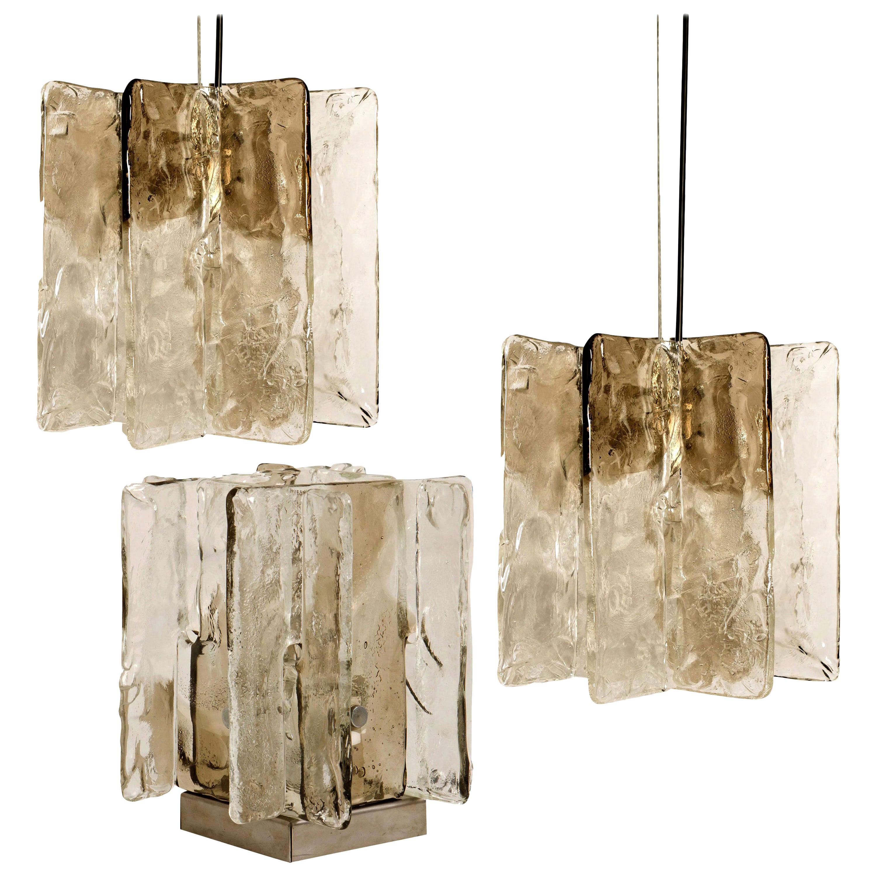 Set of Three-Light Fixtures by Carlo Nason for Mazzega, 1970s For Sale