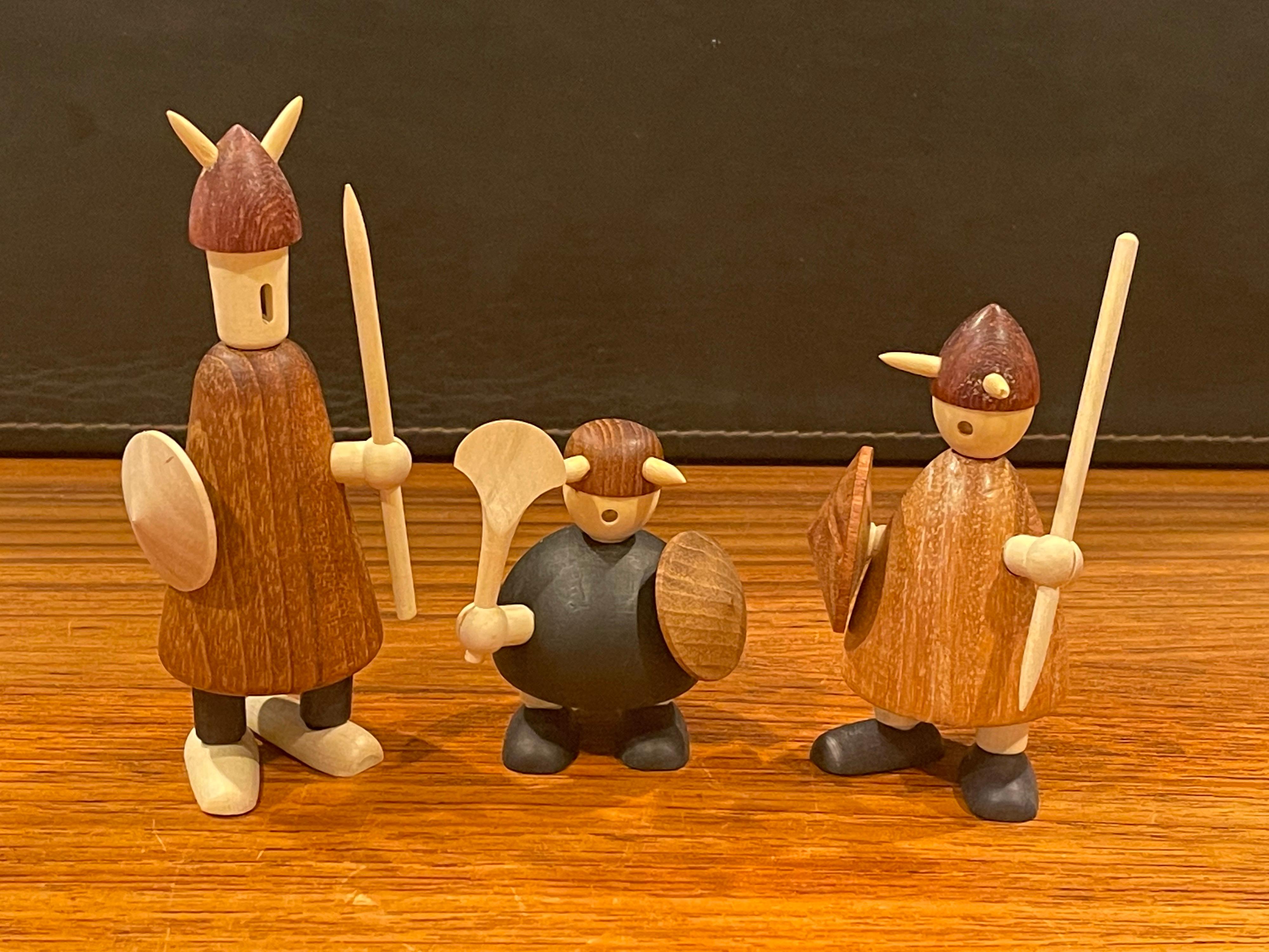 Set of Three Like New Mid-Century Danish Vikings Figures w/ Box by Jacob Jensen 9