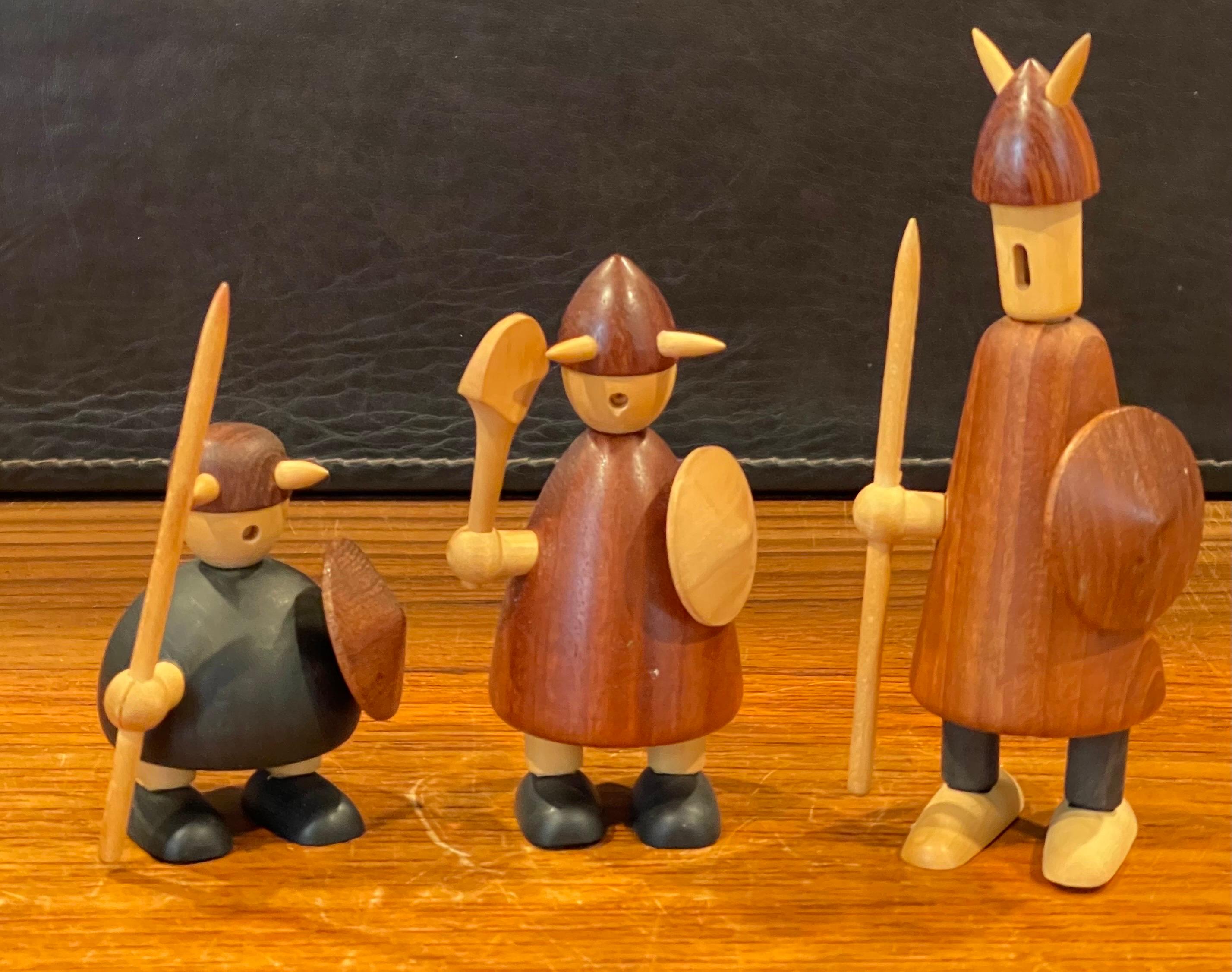 Scandinavian Modern Set of Three Like New Mid-Century Danish Vikings Figures w/ Box by Jacob Jensen For Sale