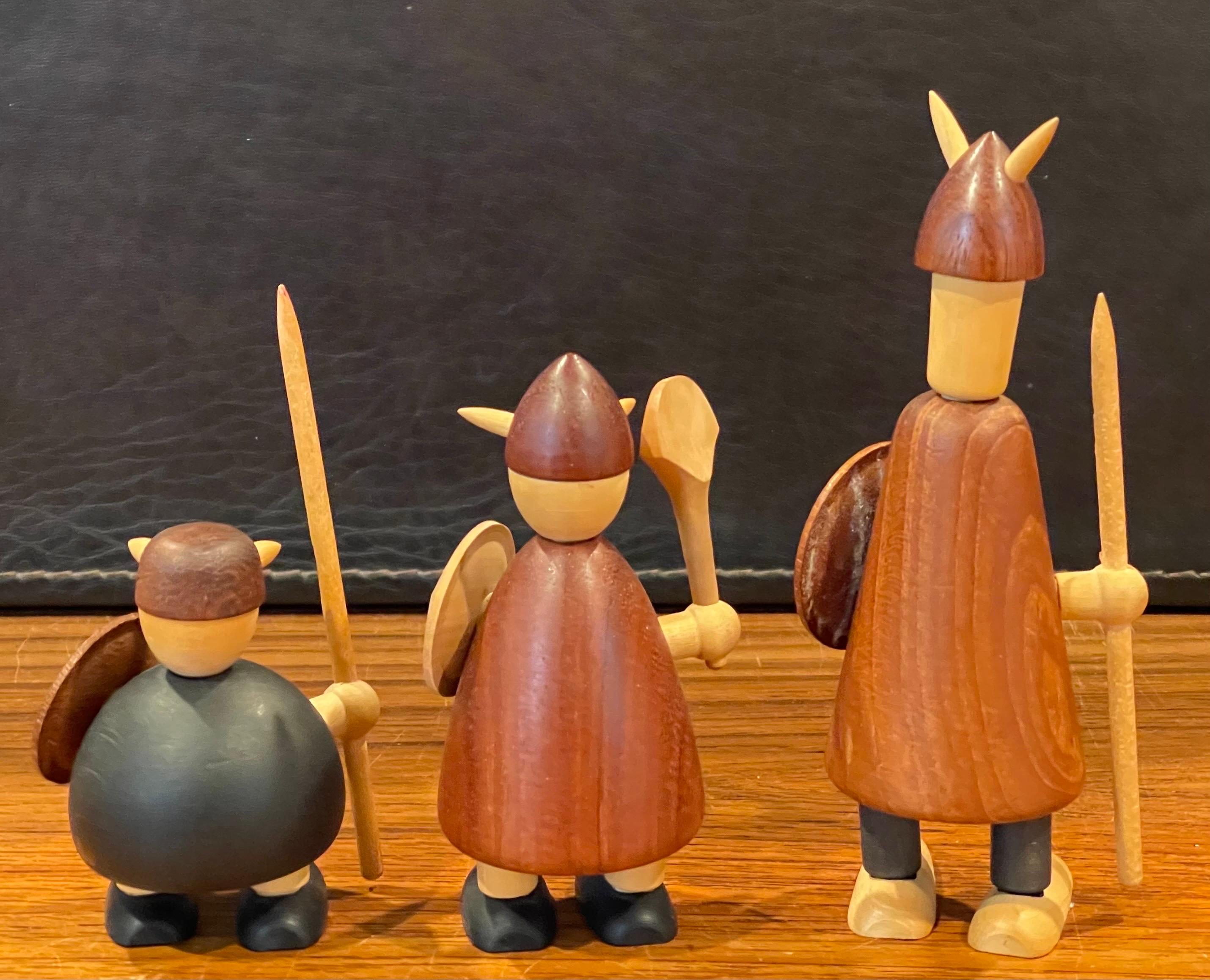 20th Century Set of Three Like New Mid-Century Danish Vikings Figures w/ Box by Jacob Jensen For Sale