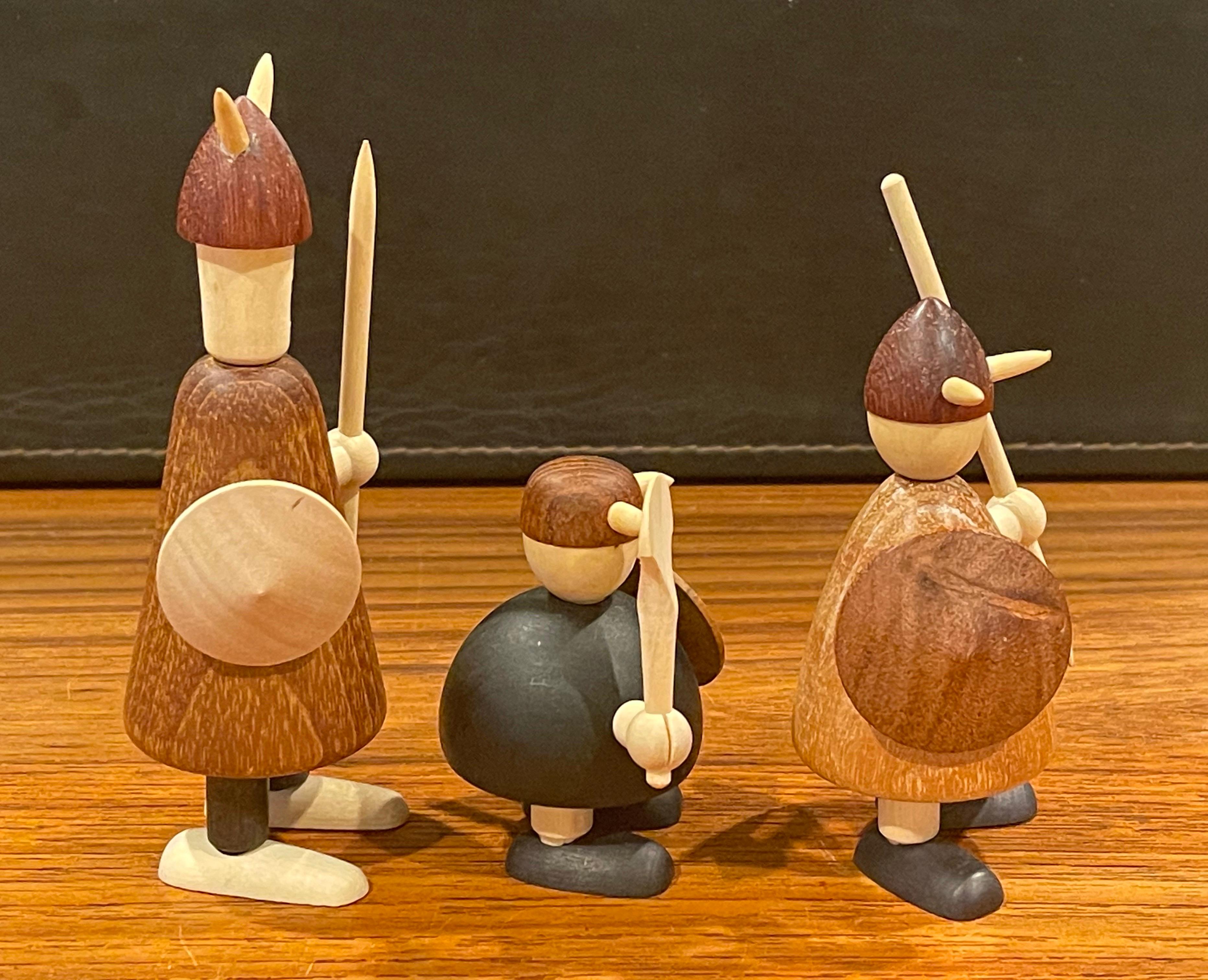 Set of Three Like New Mid-Century Danish Vikings Figures w/ Box by Jacob Jensen 1