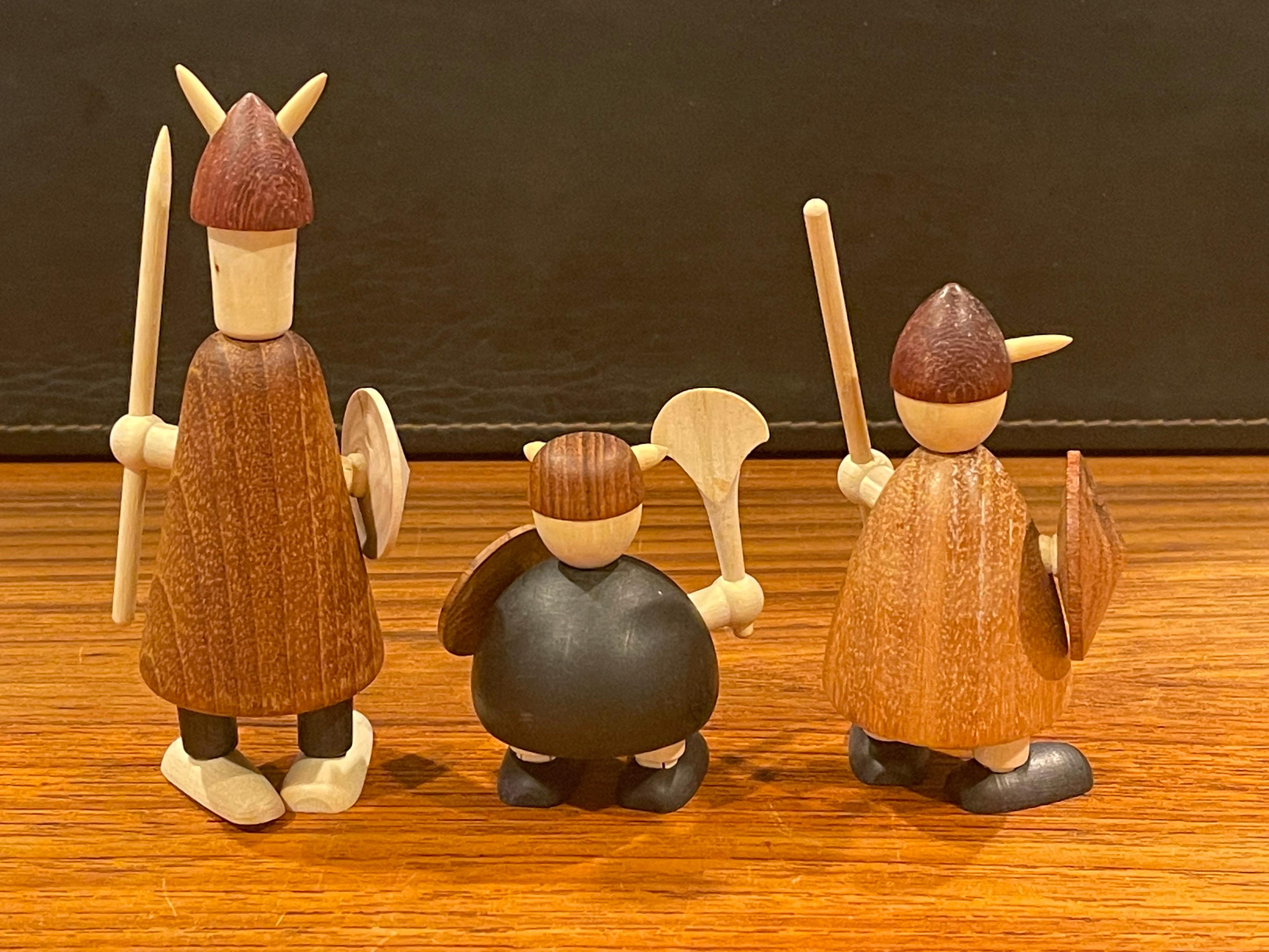 Set of Three Like New Mid-Century Danish Vikings Figures w/ Box by Jacob Jensen 2
