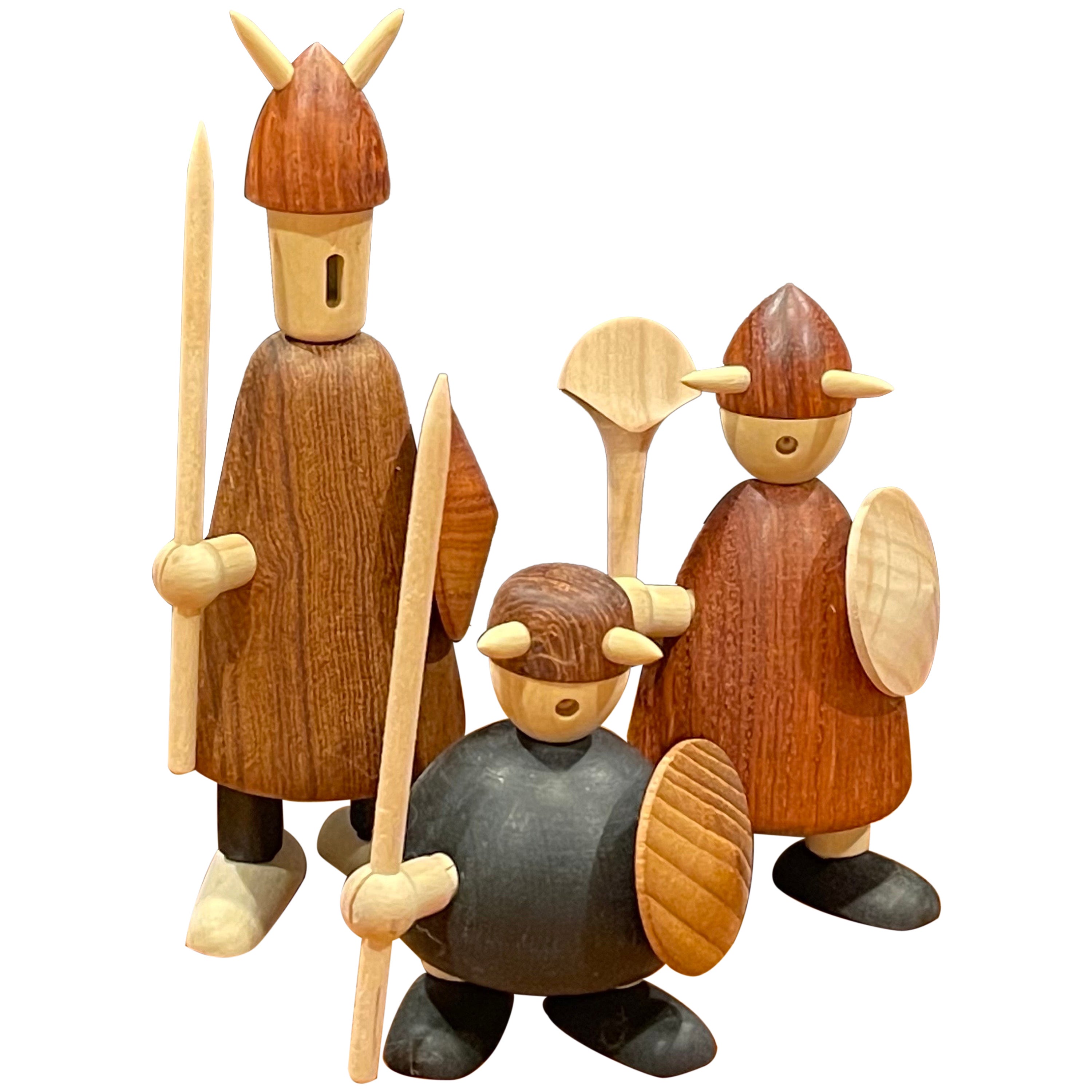 Set of Three Like New Mid-Century Danish Vikings Figures w/ Box by Jacob Jensen