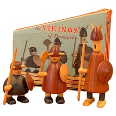 Retro Set of Three Like New Mid-Century Danish Vikings Figures w/ Box by Jacob Jensen