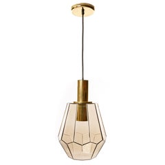 Set von drei Limburg-Pendelleuchten aus Messing und Bernstein-Rauchglas, 1970er Jahre