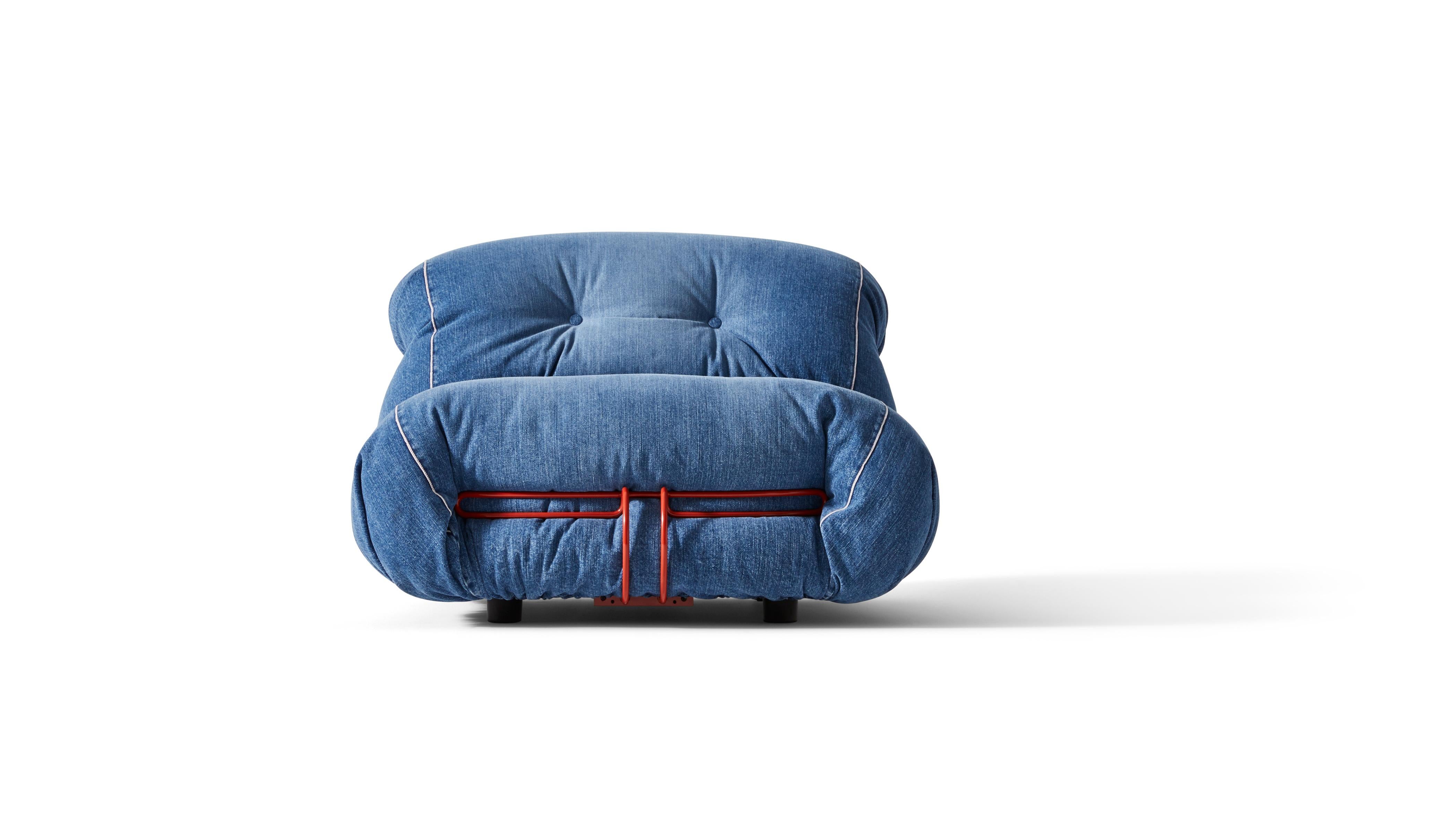Set of Three Limited Edition Soriana Denim Armchair by Afra & Tobia Scarpa 3