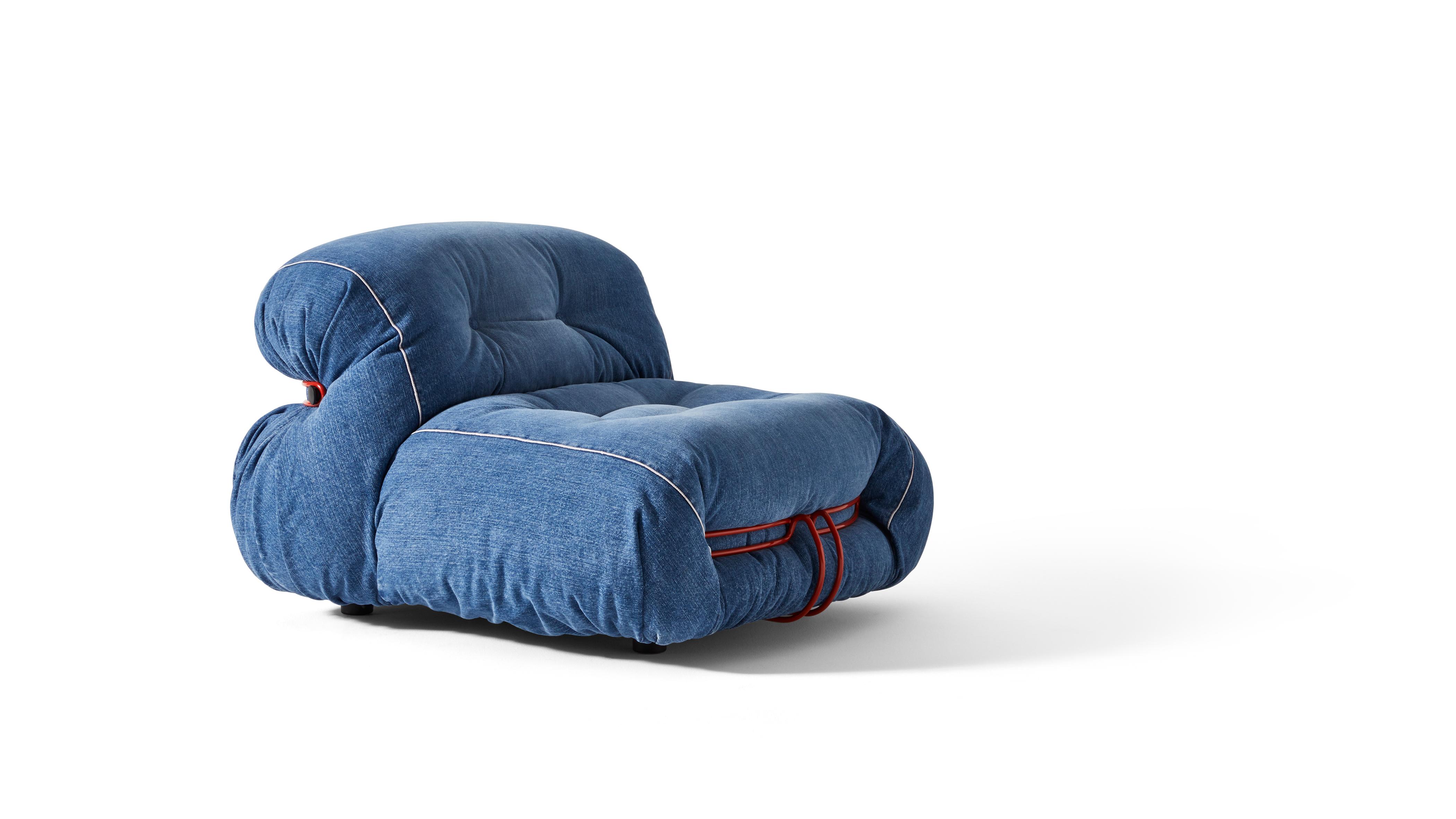 Contemporary Set of Three Limited Edition Soriana Denim Armchair by Afra & Tobia Scarpa