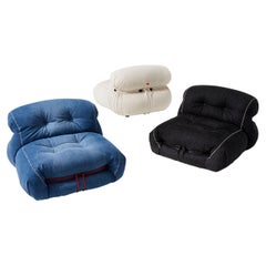 Set of Three Limited Edition Soriana Denim Armchair by Afra & Tobia Scarpa