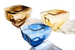 Set of Three Linde Freya Tangelder Fluid Joinery Glass Side Table by Cassina