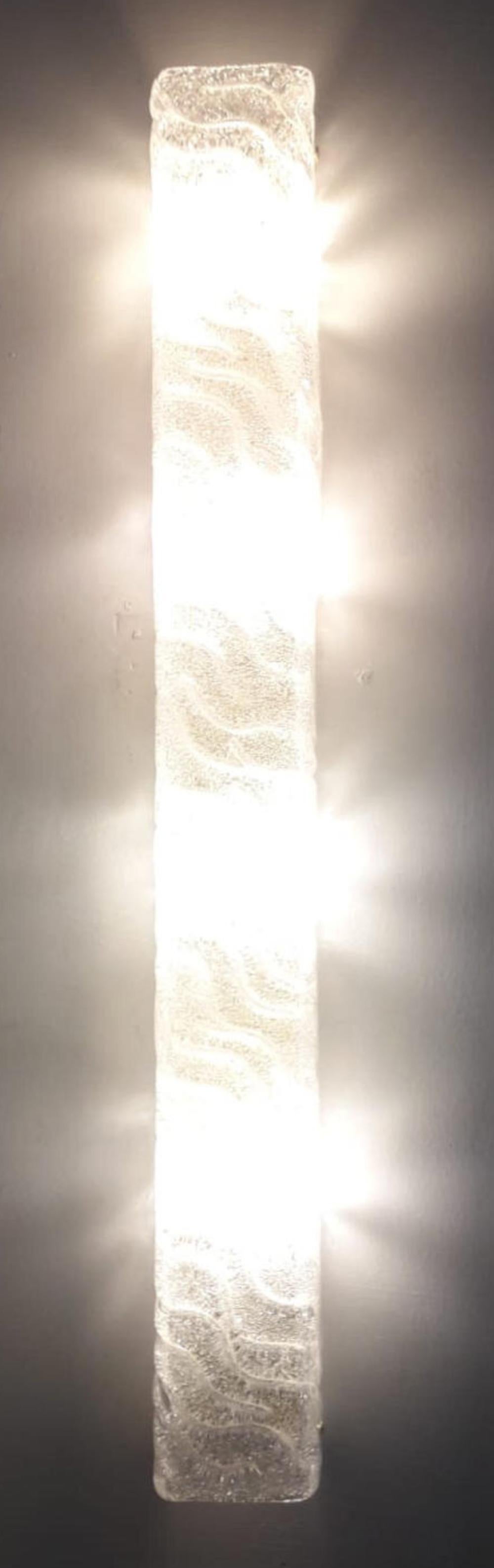Set of Three Long Rectangular Canale Sconces by Barovier e Toso. Italy, 1960's. For Sale 2