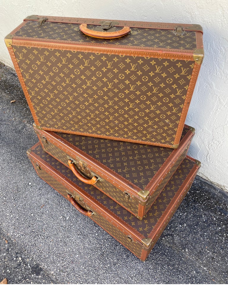 Louis Vuitton XL Brown Leather Web Suitcase Hard Trunk ref.530252