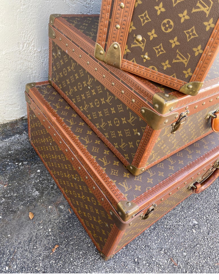 Set of Three Louis Vuitton Luggage Suitcases Well Worn Display Prop SOLD at  Ruby Lane