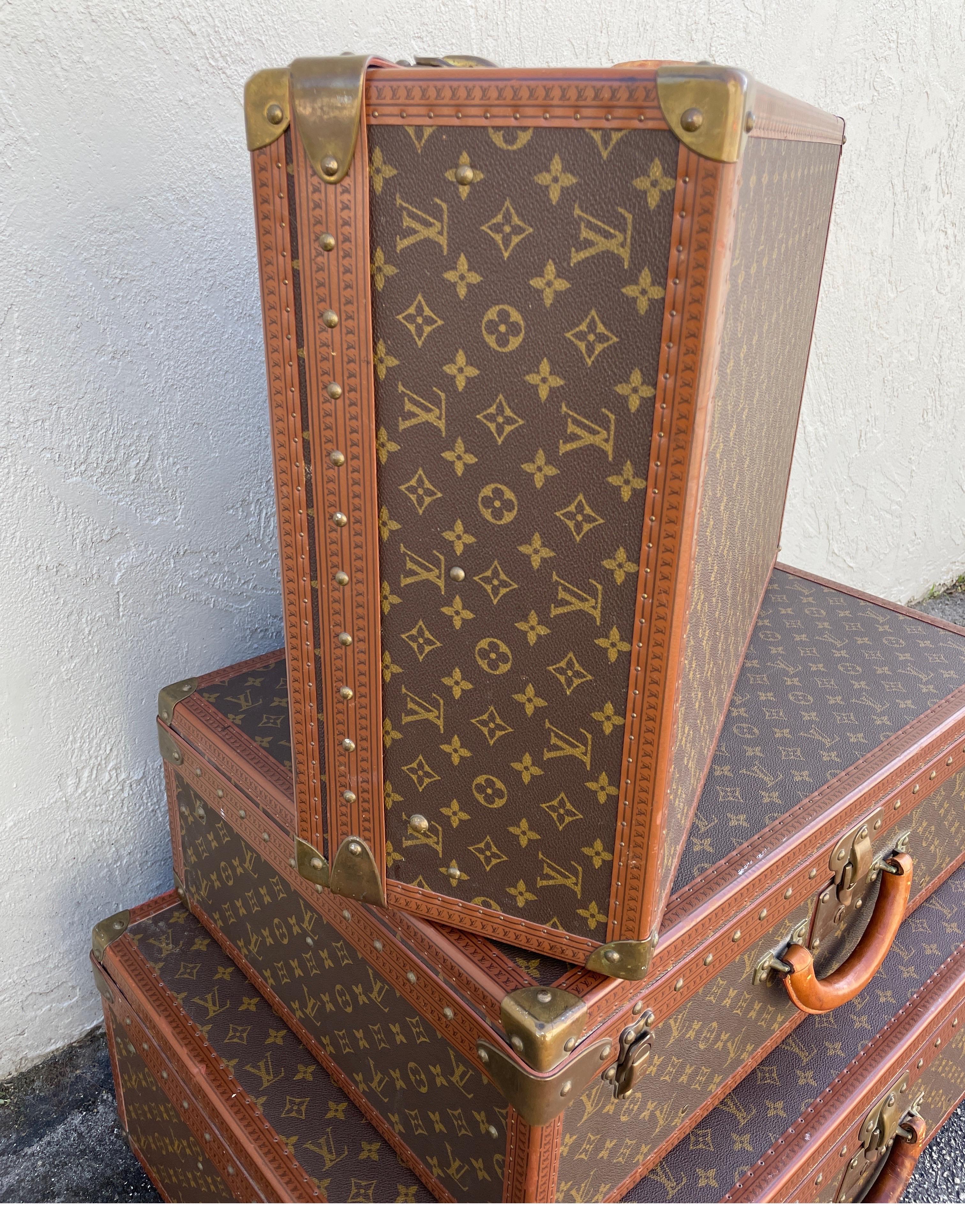 French Set of Three Louis Vuitton Hard Sided Suitcases For Sale