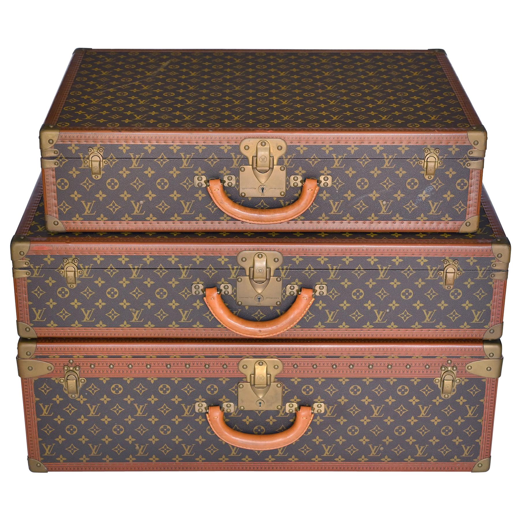 Set of Three Louis Vuitton Suitcases Alzer 80 Alzer 80 Alzer 70 1970