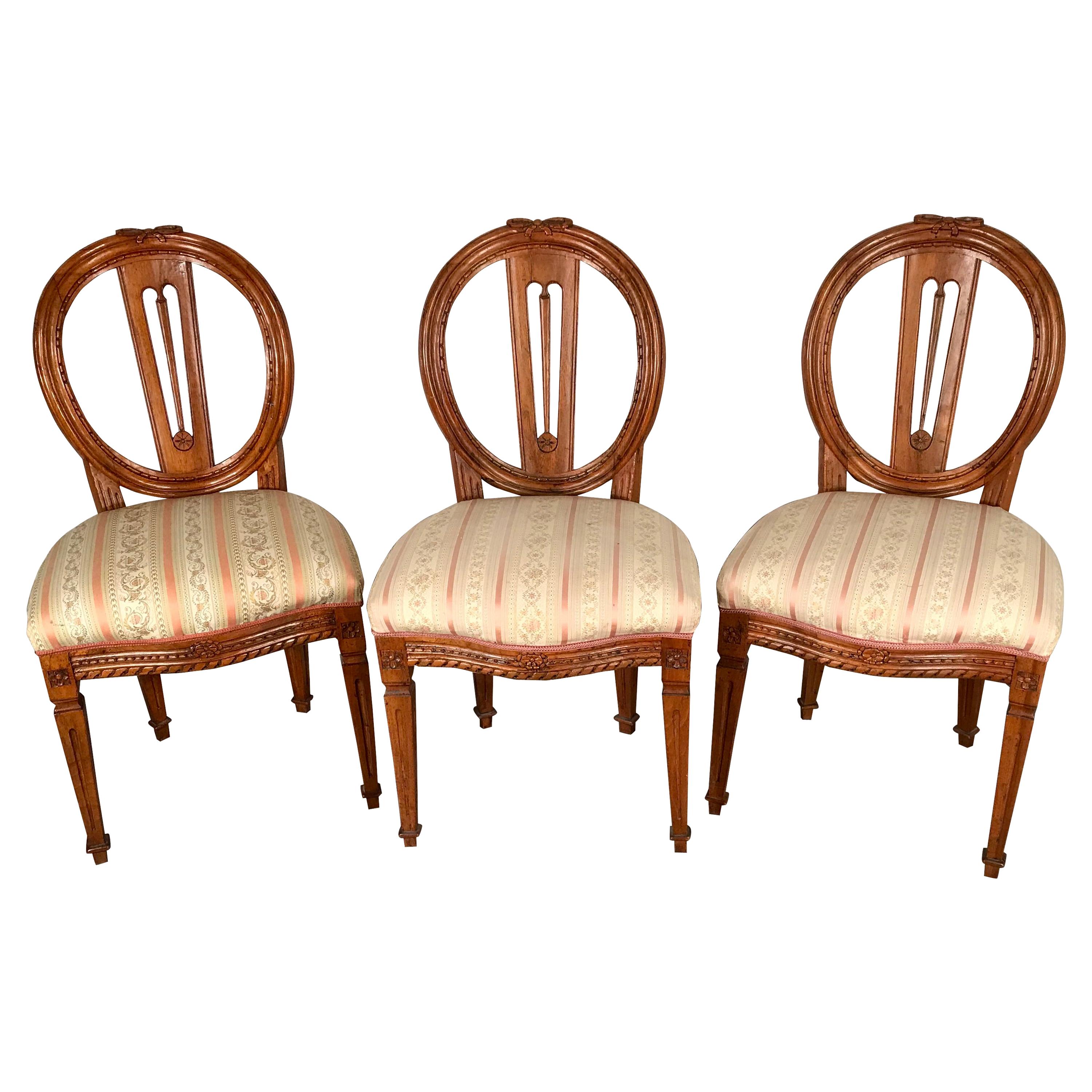 Set of three Louis XVI Chairs, 1780-1800 For Sale