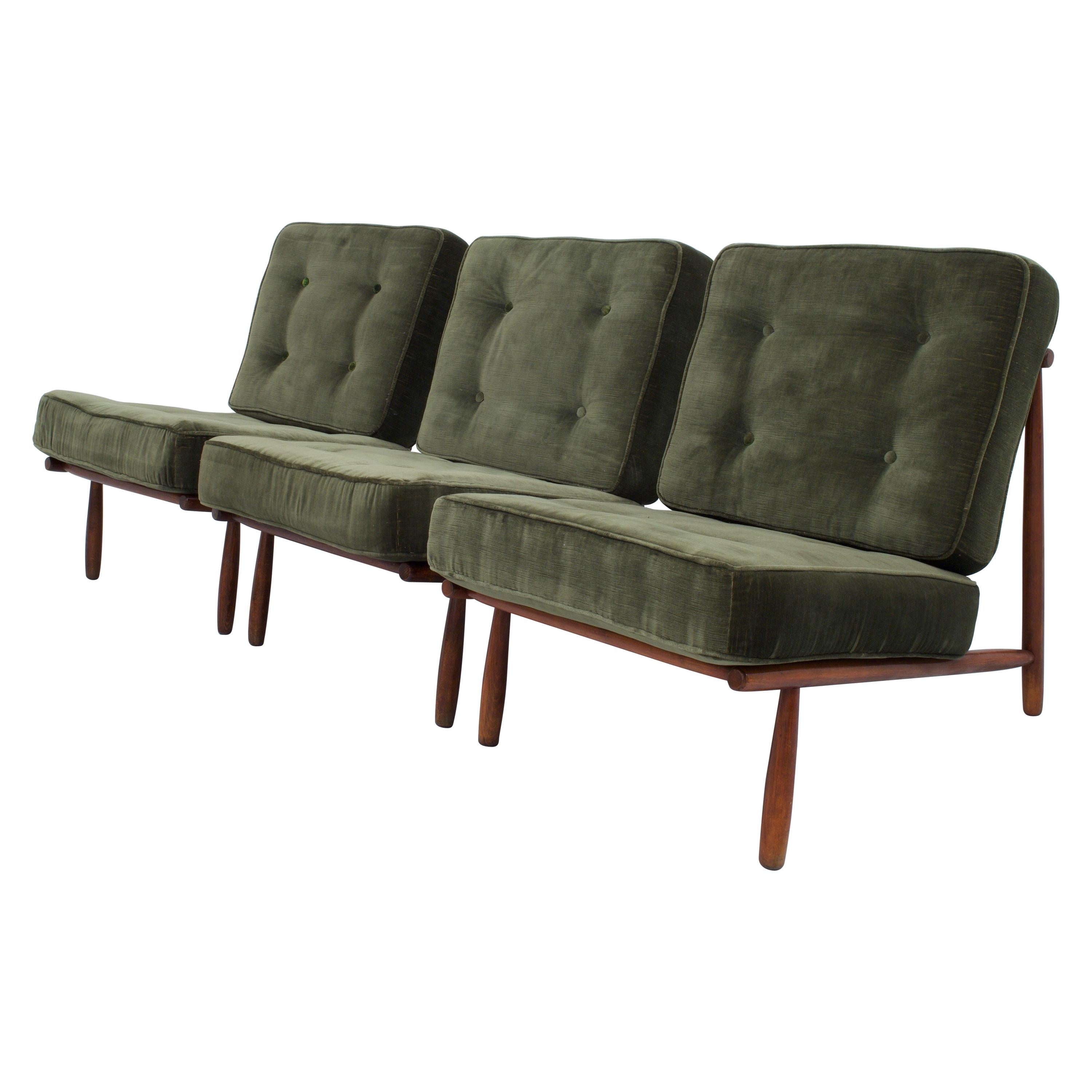 Set of three Lounge Chairs in Beech by Alf Svensson for DUX, Sweden, 1952