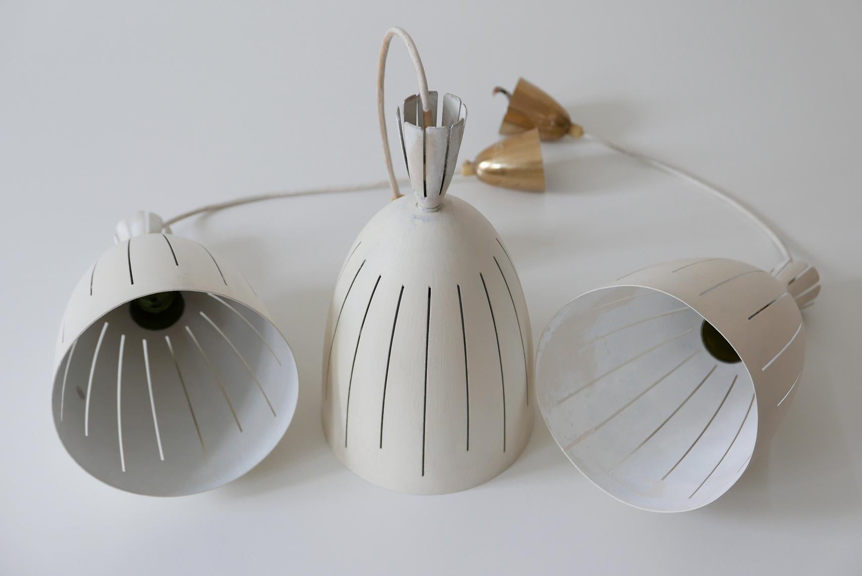 Set of Three Lovely Mid-Century Modern Diabolo Pendant Lamps, 1950s, Germany For Sale 14