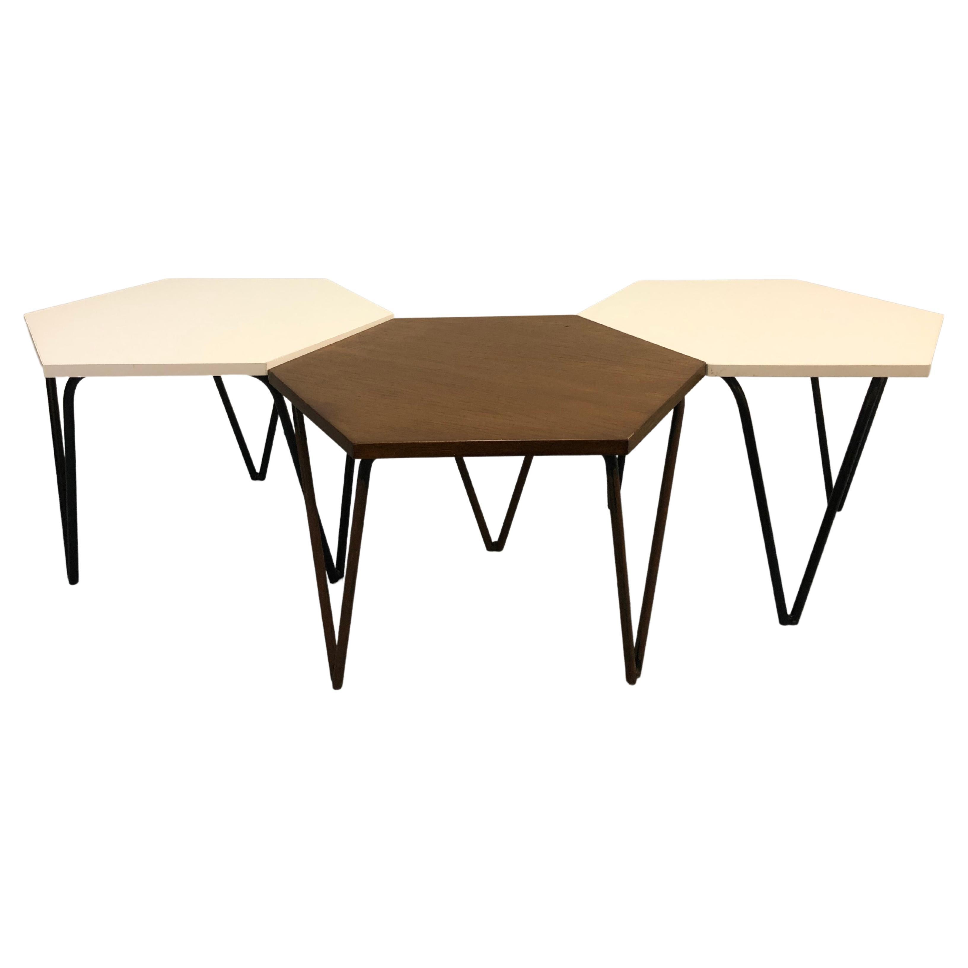 Set of Three Low Hexagonal Coffee Tables by Giò Ponti for Isa Bergamo, Italy 50s