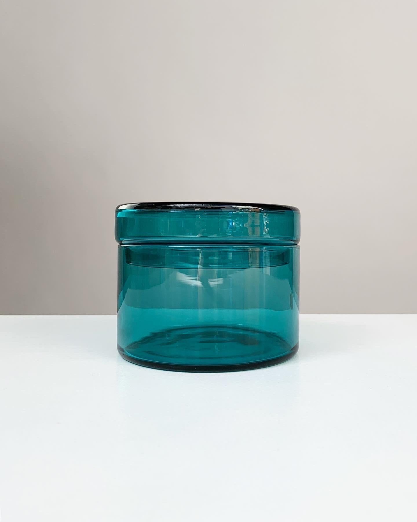 Set of Three Luciano Vistosi Bottle & Jars Murano Glass Turquoise, Italy, 1960s 7