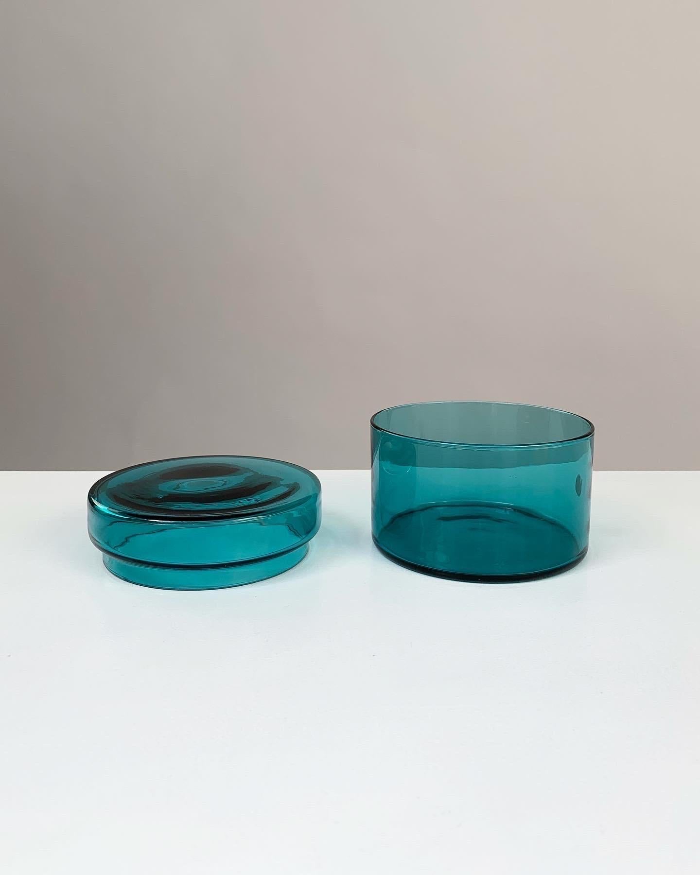 Set of Three Luciano Vistosi Bottle & Jars Murano Glass Turquoise, Italy, 1960s 8