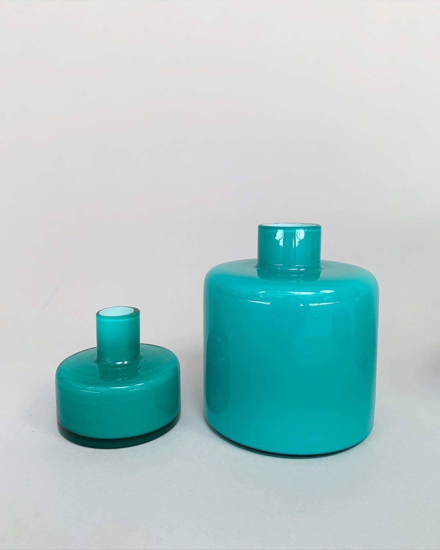 Set of Three Luciano Vistosi Bottle & Jars Murano Glass Turquoise, Italy, 1960s 1