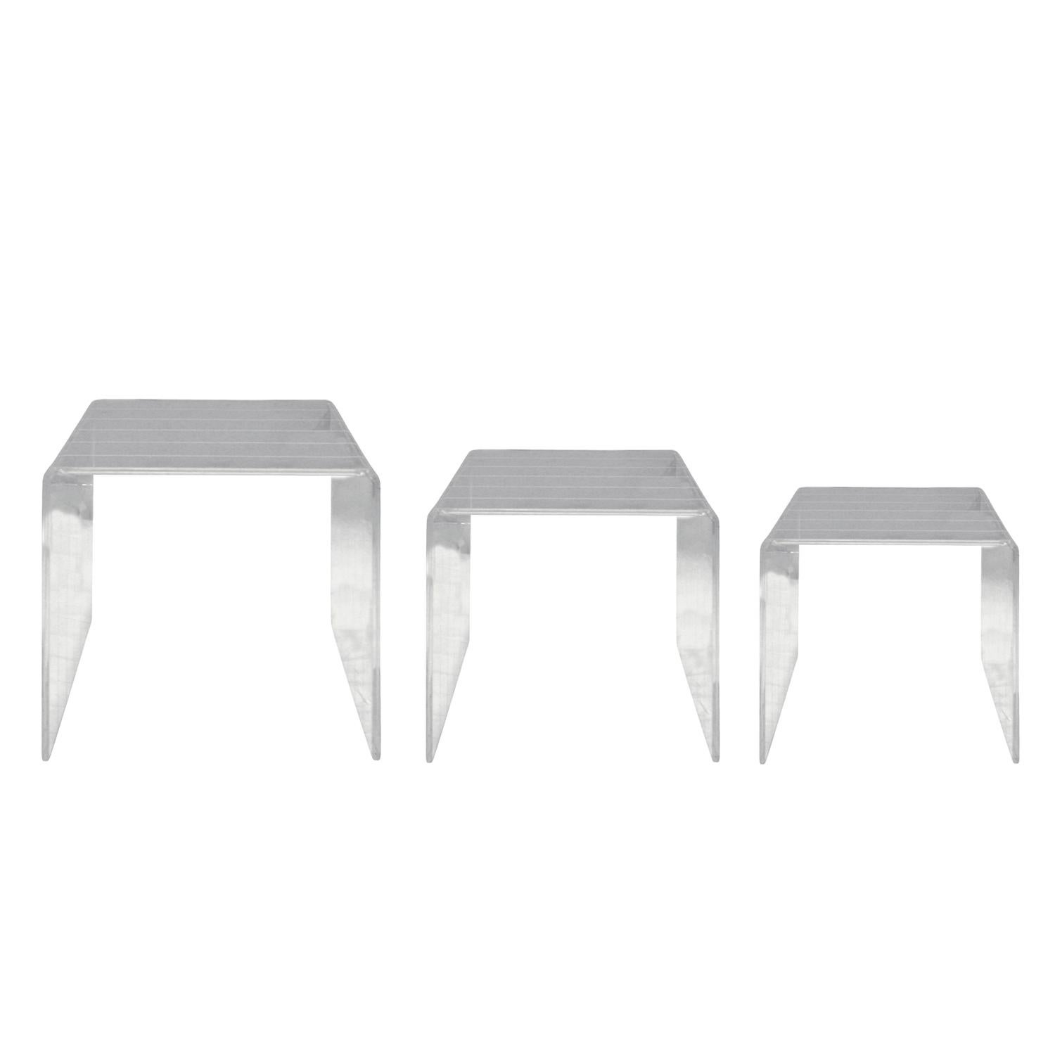 Mid-Century Modern Set of Three Lucite Nesting Tables, 1970s