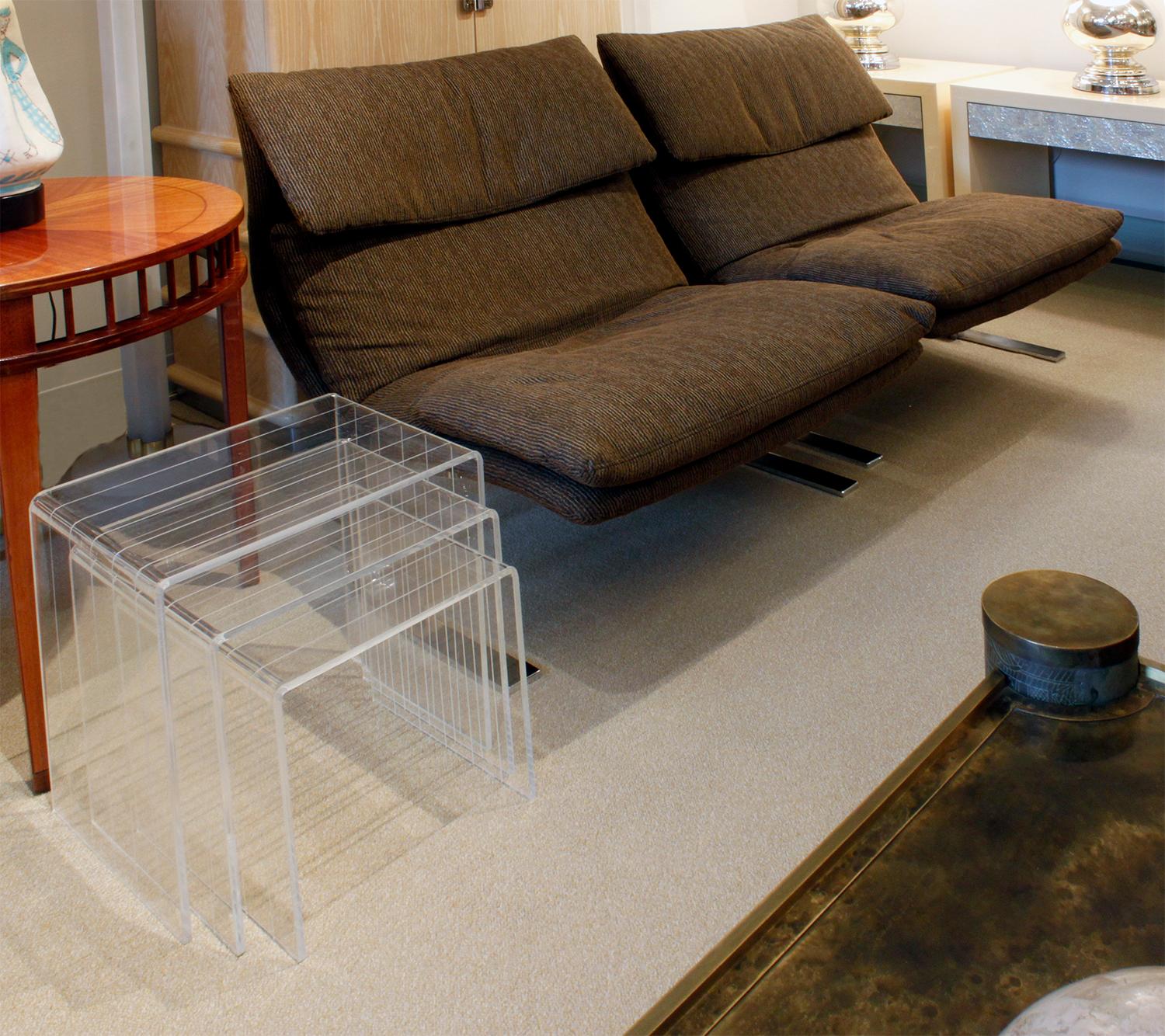 American Set of Three Lucite Nesting Tables, 1970s