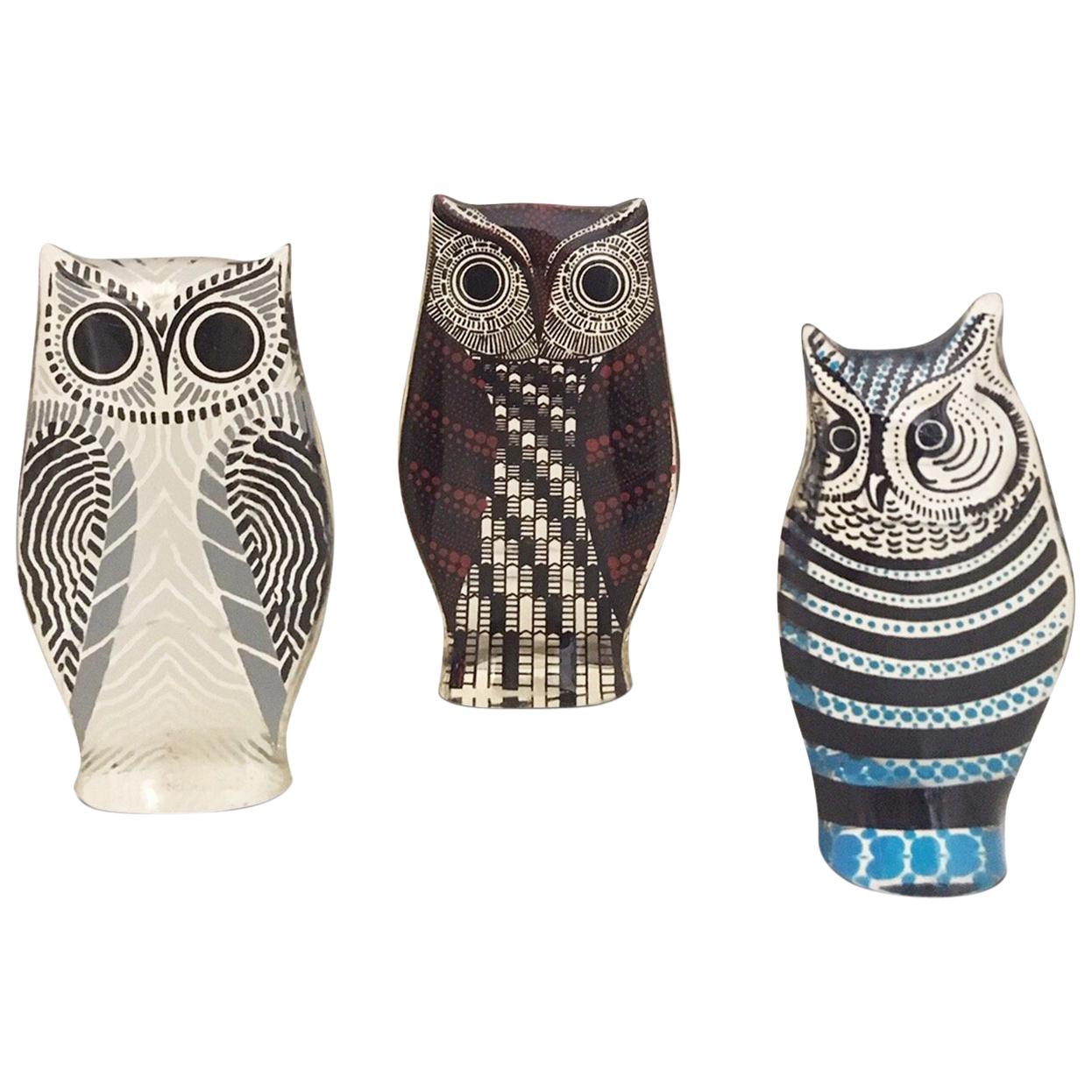 Set of Three Lucite Owls by Abraham Palatnik, 1970s