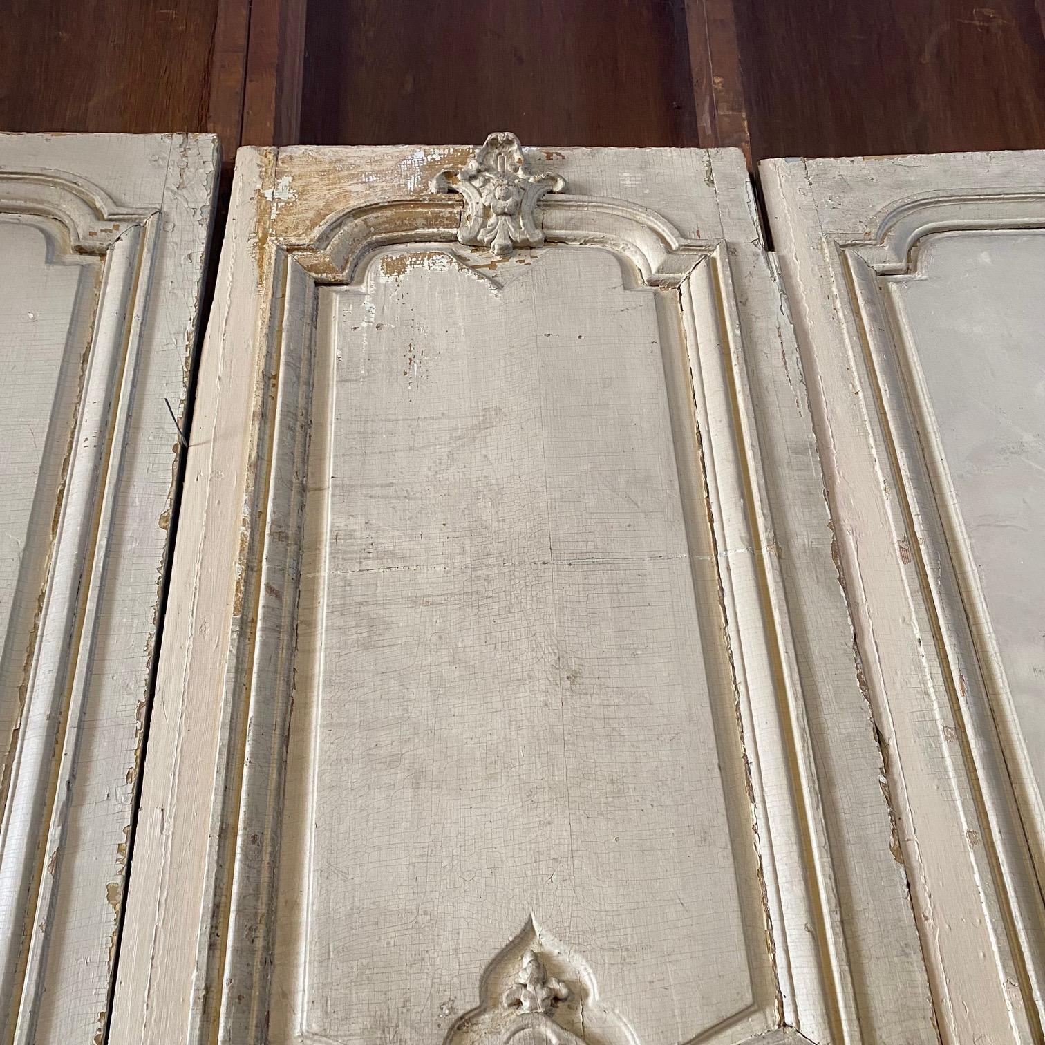 Set of Three Magnificent  9 Ft 8” French 18th Century Painted Chateau Panels For Sale 5