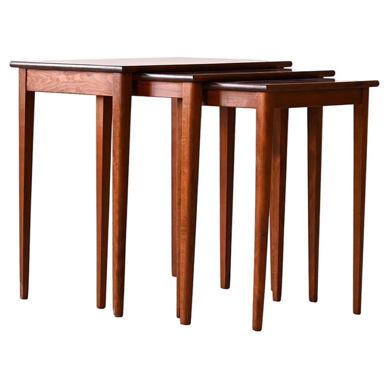 Set of three mahogany honeycomb sofa tables For Sale