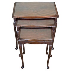 Set of Three Mahogany Nesting tables with Glass Top
