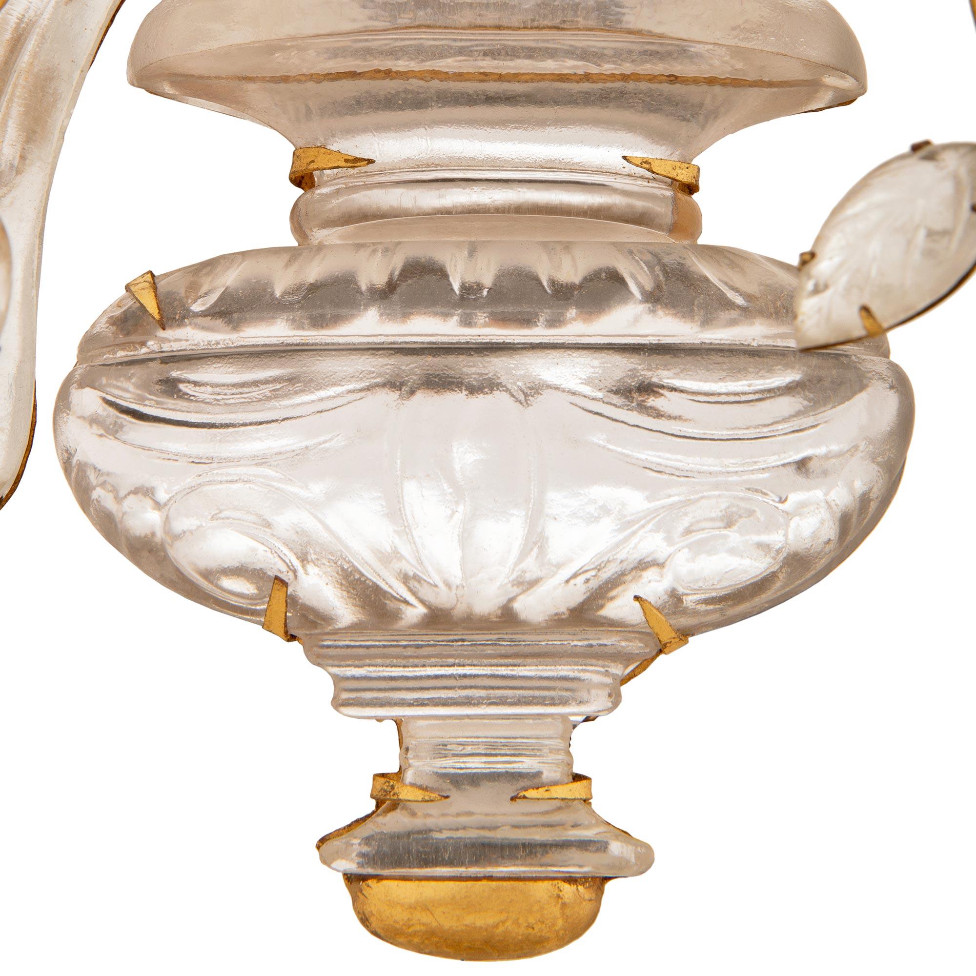 set of three Maison Bagues Gilt, Silvered Leaf, and Crystal sconces For Sale 1