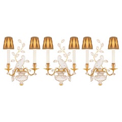 set di tre appliques Maison Bagues dorate, con foglie argentate e cristallo
