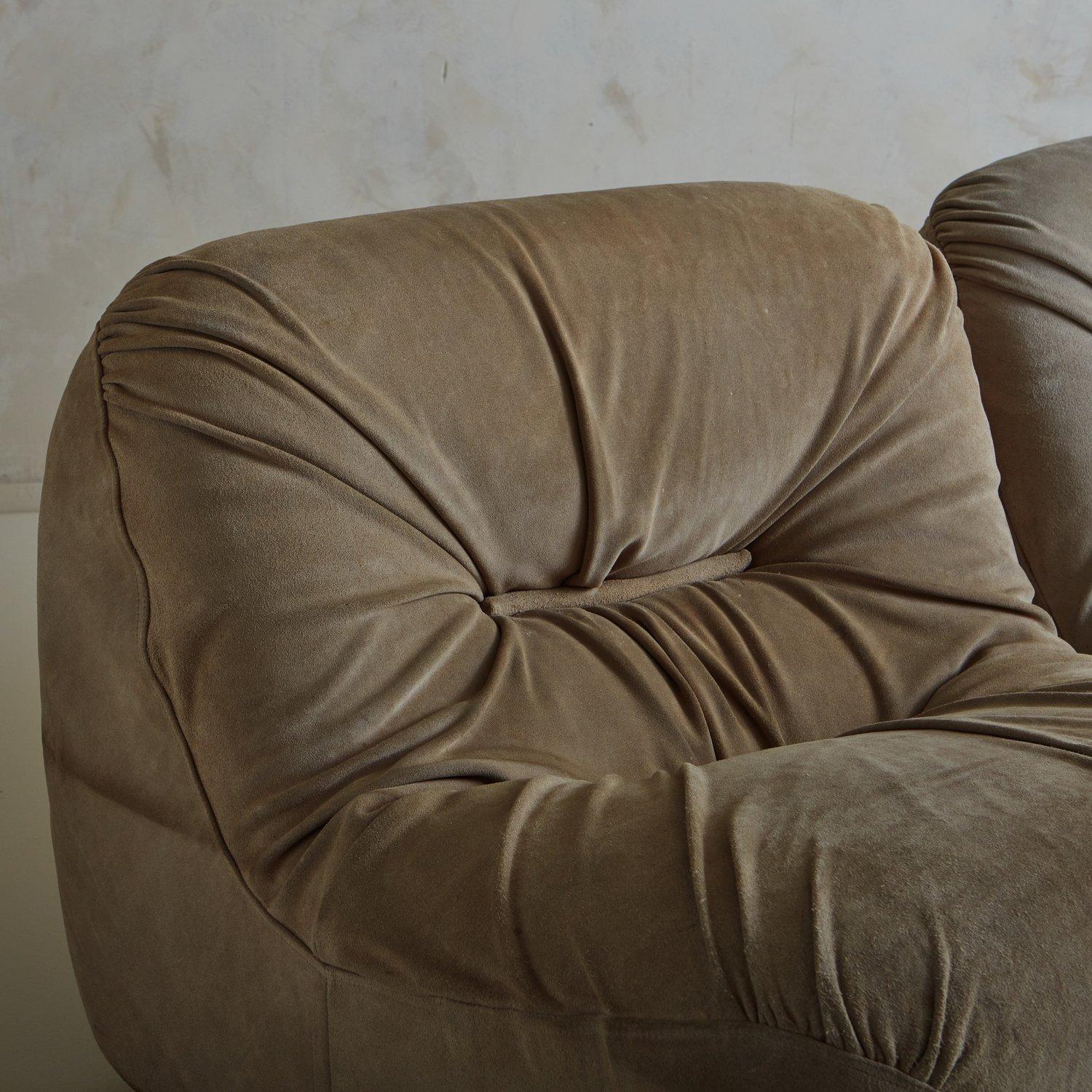 Ensemble de trois fauteuils modulaires Malu beige nubuck, Vagnoni & Guarnacci en vente 1