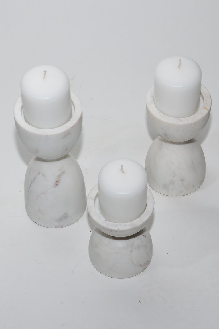 Set of Three Marble Candle Holders For Sale at 1stDibs