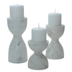 Set of Three Marble Candle Holders