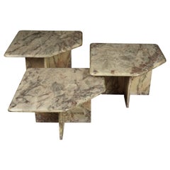 Vintage Set of Three Marble Nesting Tables From France, 1960s