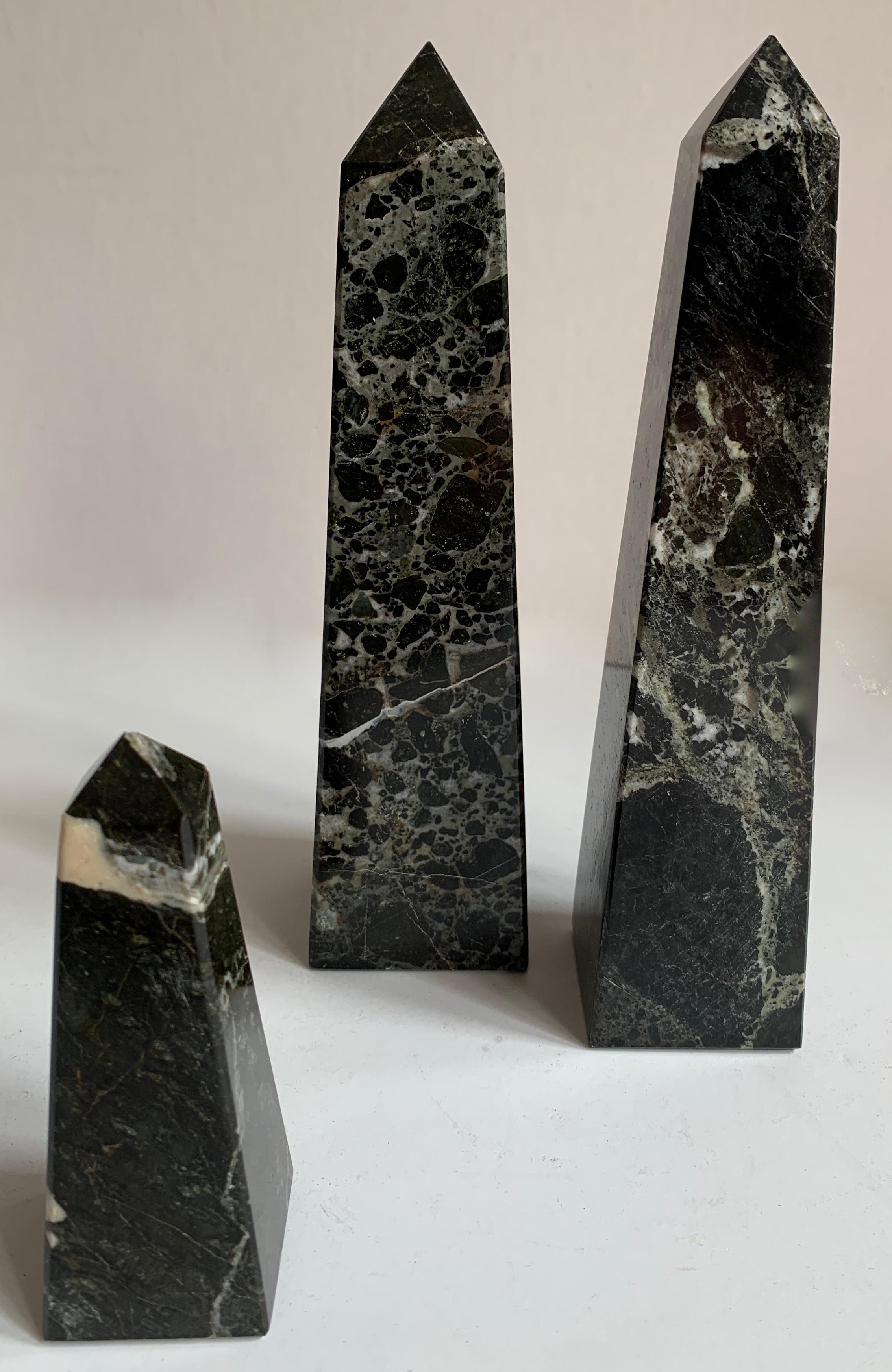 Set of Three Marble Obelisk Paper Weight Bookends For Sale 2
