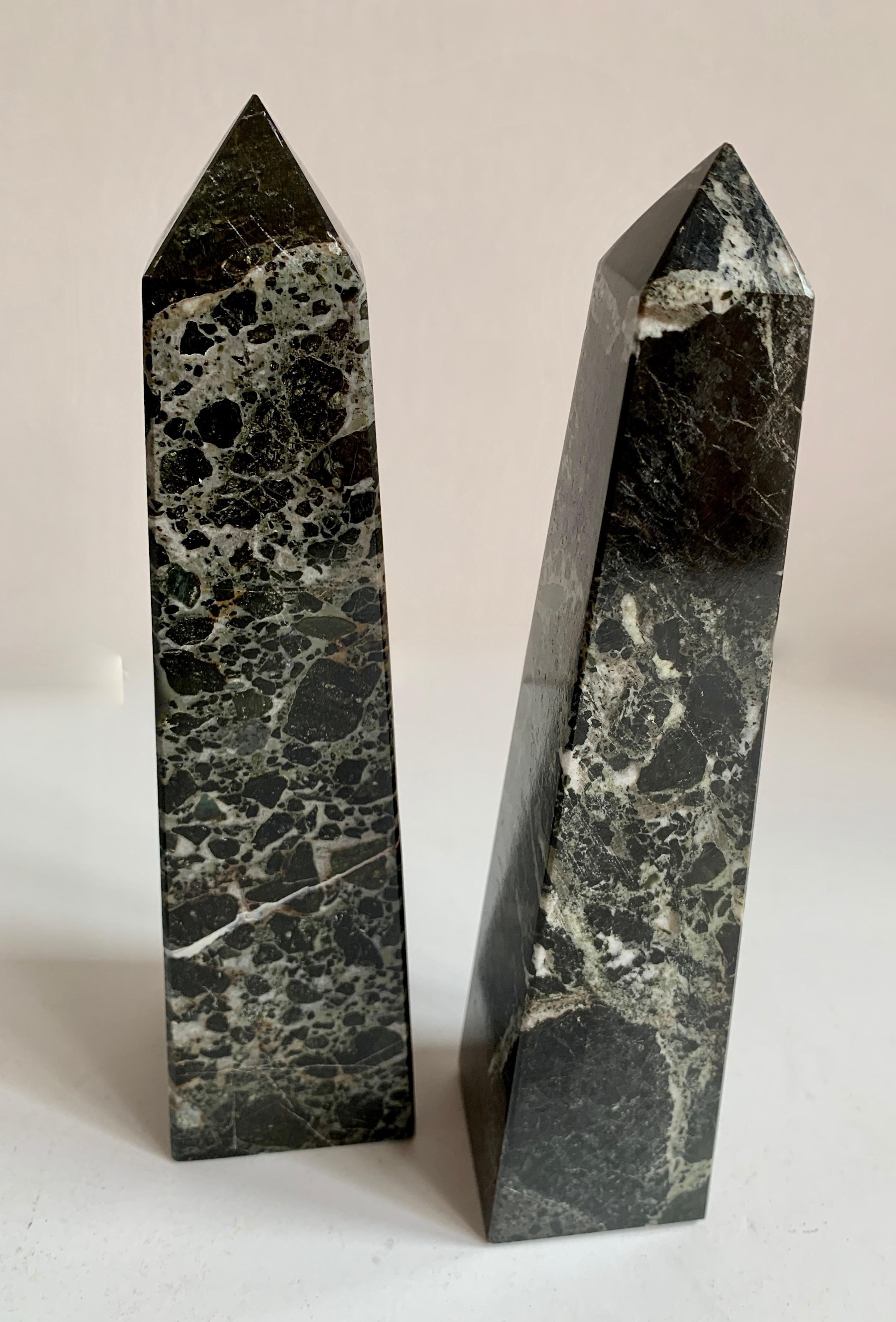 Italian Set of Three Marble Obelisk Paper Weight Bookends For Sale