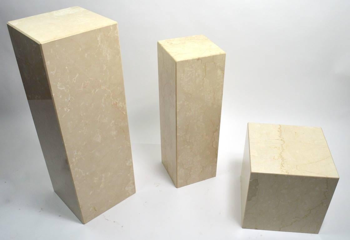 Set of Three Marble Postmodern Pedestals 4